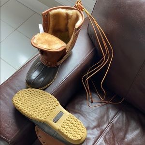 L.L. Bean Boots 8" Tumbled-Leather Shearling-Lined